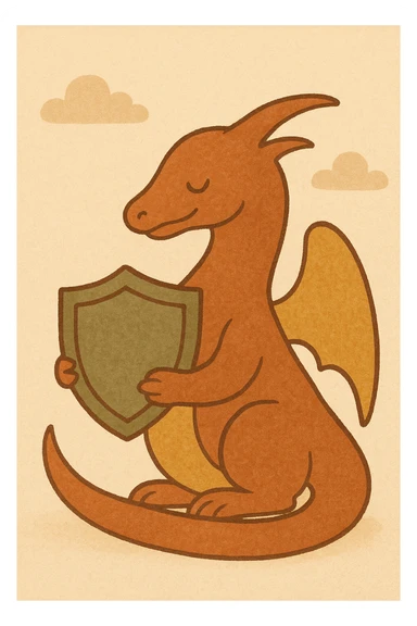 Kali Linux dragon with a shield, flat vector style sticker