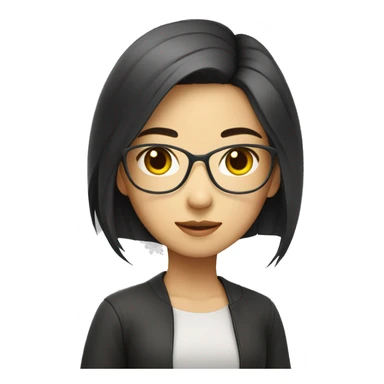 asian, cool girl, a litttle square face, coding sticker