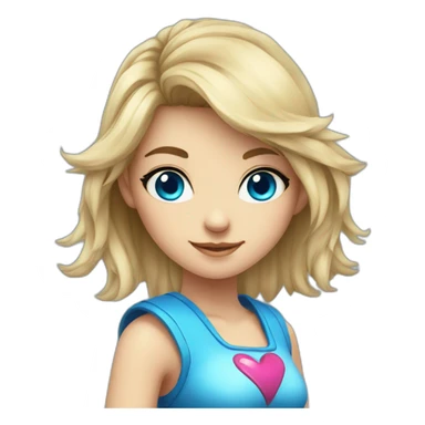 Heart-shaped gamer girl blue eyes sticker