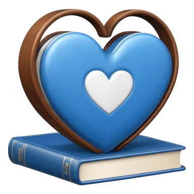  Blue and white heart + books sticker