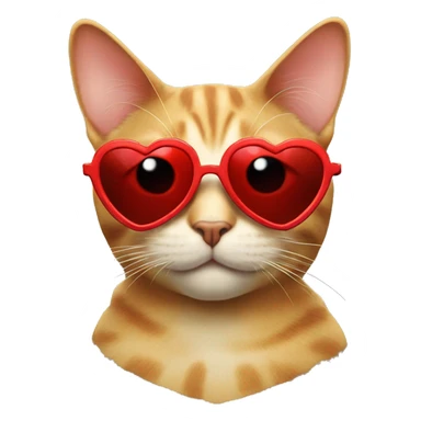 cat with red heart sunglasses sticker
