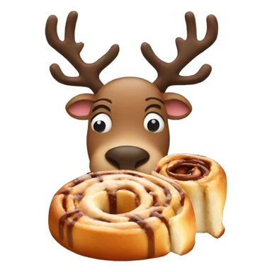 Reindeer eating a cinnamon roll sticker