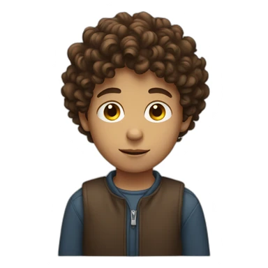 boy with brown curly hair thinking sticker