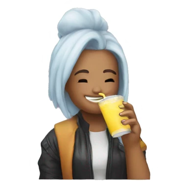 demi lavato sipping juice box with fog sticker