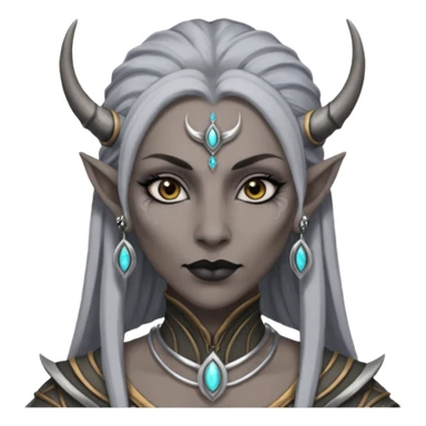 ESO female daedra, lashes and earrings, gray skin sticker
