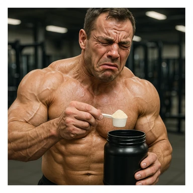  bodybuilder che fa dosaggi a caso, e quindi sta male, iper realistica sticker