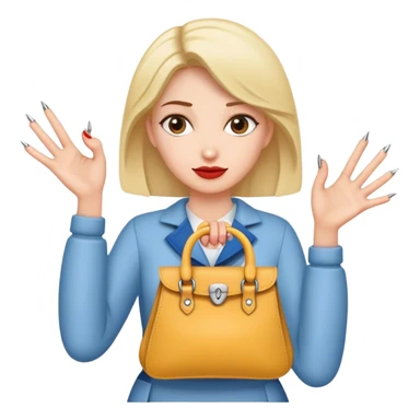 A woman whit a bag and big Nails sticker