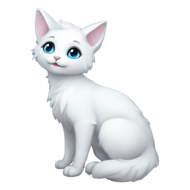 Cute gorgeous ethereal white fantasy animal with blue eyes sona with flowers and butterflies sticker