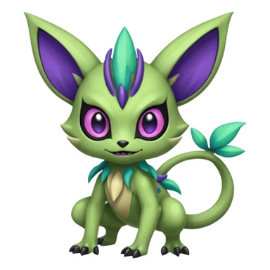 Colorful furry Exotic Meloetta-Sableye-Virizion-Venom-Stitch-Fakémon-creature-hybrid sticker