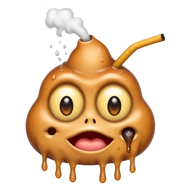 EXTREMELY Geeked Emoji of a sebacous gland cell smoking with freaky eyes and leaking and melting sticker