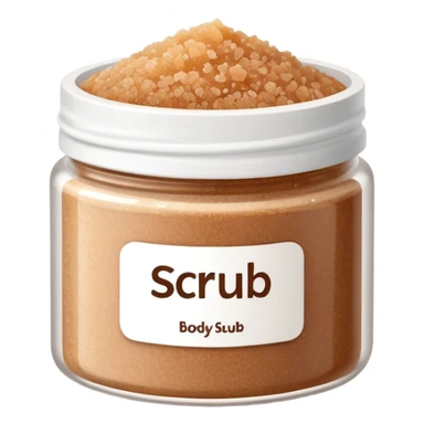 brown sugar body scrub in a white jar with the inscription scrub sticker