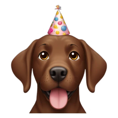brown Labrador with happy birthday headband on sticker