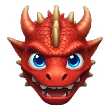 face red dragon with blue eyes sticker
