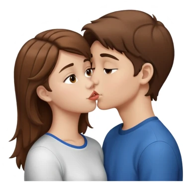 Teenager boy, white with brown hair, kissing a girl with brown hair teenager white sticker