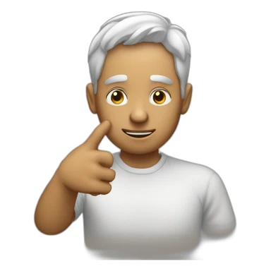 Man pointing to his head with his index finger while closing his eyes sticker