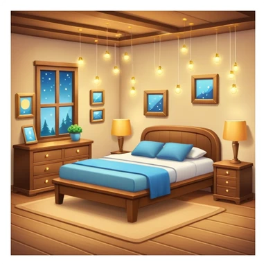 cozy room with furniture and sparkles floating above the furniture sticker