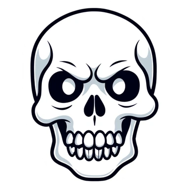 Punisher skull logo, white skull with teeth on black background sticker