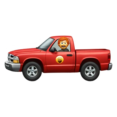 Red headed man driving a dodge Dakota  sticker