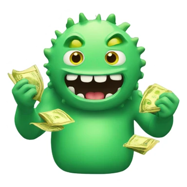 moster eating money sticker