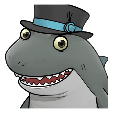 Shark with a top hat sticker