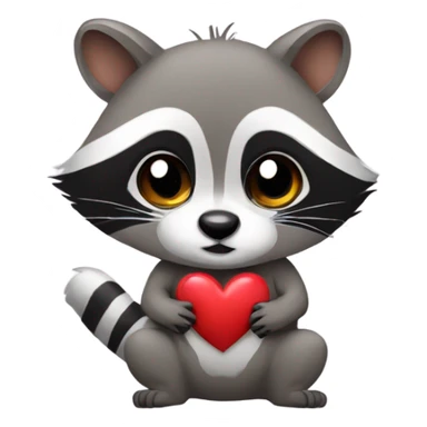 Raccoon with heart sticker