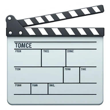 extremely minimal film slate, absolute bare minimum lines, just enough to recognize as clapperboard, pure outline sticker