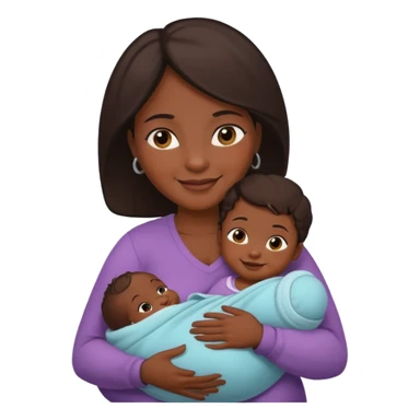 dark skinned mother with one newborn baby sticker
