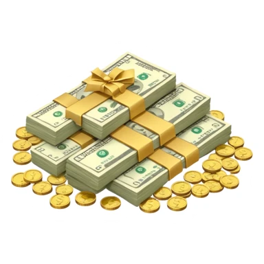 It's an image of money such as coins and bills, but there's only one or two neatly sticker