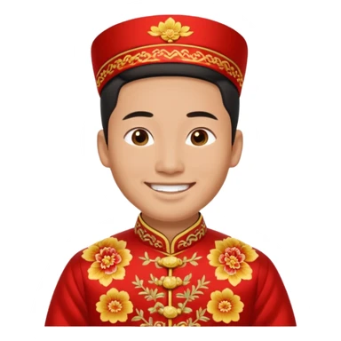 Chinese groom, traditional, culture of chinese, smiley on face. sticker