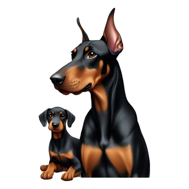 Doberman with puppy’s  sticker