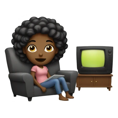 Black woman watching tv sticker