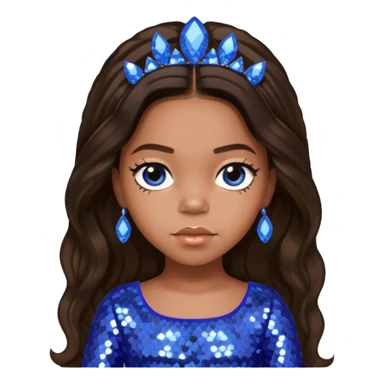 Blue Ivy Carter with long dark brown hair, periwinkle sequin outfit sticker