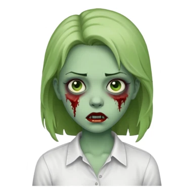 zombie girl with white shirt but similar to this with green skin sticker