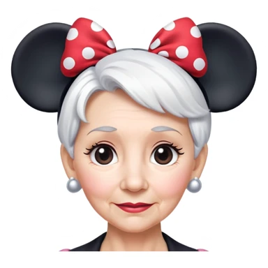 Older woman short White hair Minnie mouse ears sticker