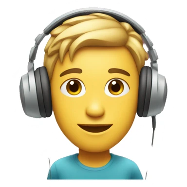 An emoji of podcaster in headphones looking aside  sticker