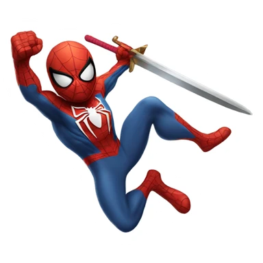 Spider-man with a BIG SWORD in a fighting pose sticker
