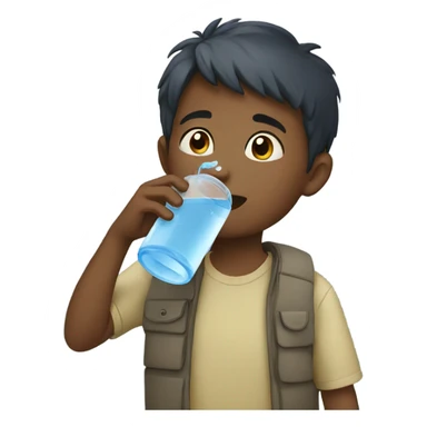 Boy drinking water sticker