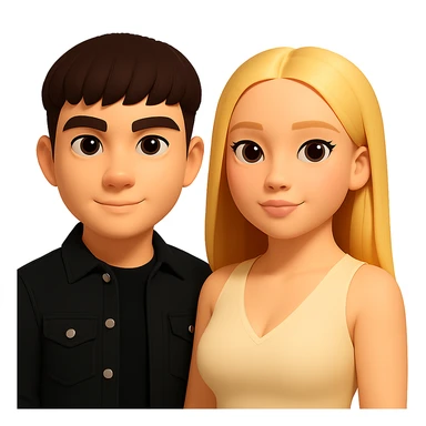 Slightly increase the volume of the upper body of the girl and turn her to face forward, maintaining the look and feel of the 3D emoji style. Transparent background. sticker