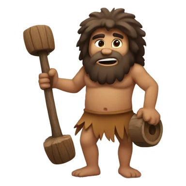 caveman with wooden wheels sticker