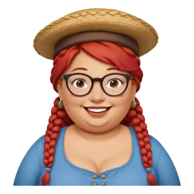 woman glassess, very fat venice gondolier with iconic hat and red hair woman braided sticker