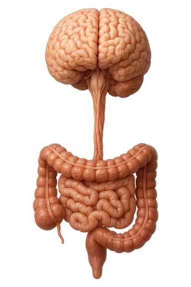 intestino e cervello sono collegati verticalmente, iperrealistico 4k sticker