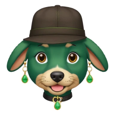 green haired black dog with earring and hat sticker