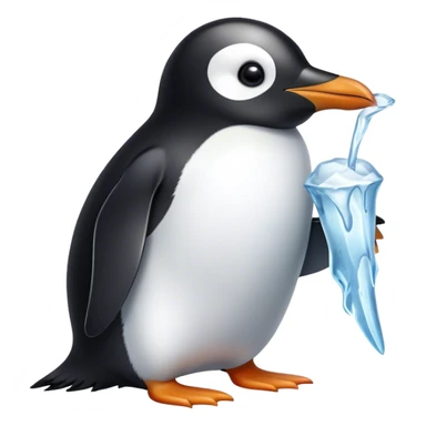 Penguin eating ice  sticker