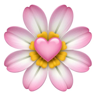 clear white flower with mini pink heart center  sticker