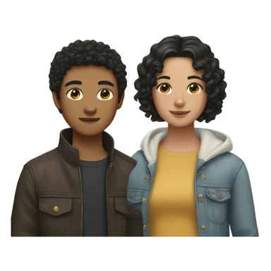 Two best friends , one with freckles and brown curly hair and one is Chinese with straight black hair  sticker