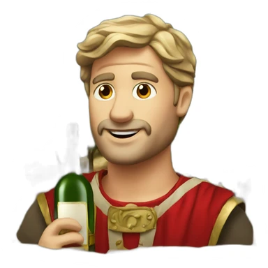 romain avec une bouteille de vins rouge sticker