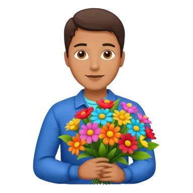 Man with holding flowers sticker