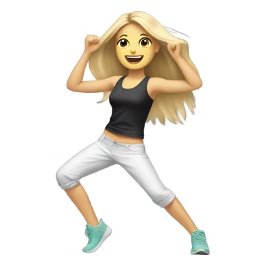 Blond Girl with long straight hair dancing Zumba sticker