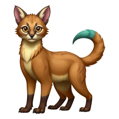 Colorful dark tropical exotic cute cool beautiful shiny beautiful fantasy-caracal-civet-genet-sergal-vernid-Gryphon-Cacomistle-Trico-oncilla-animal-Fakémon-hybrid-fursona (full body) sticker