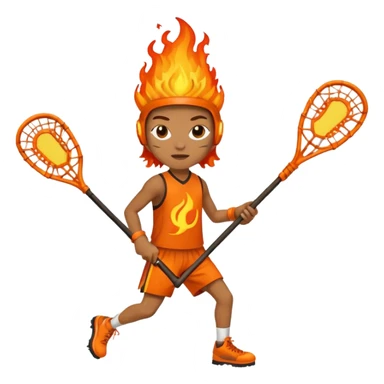 person made of fire holding a lacrosse stick to indicate that the lacrosse athlete is “on fire” sticker